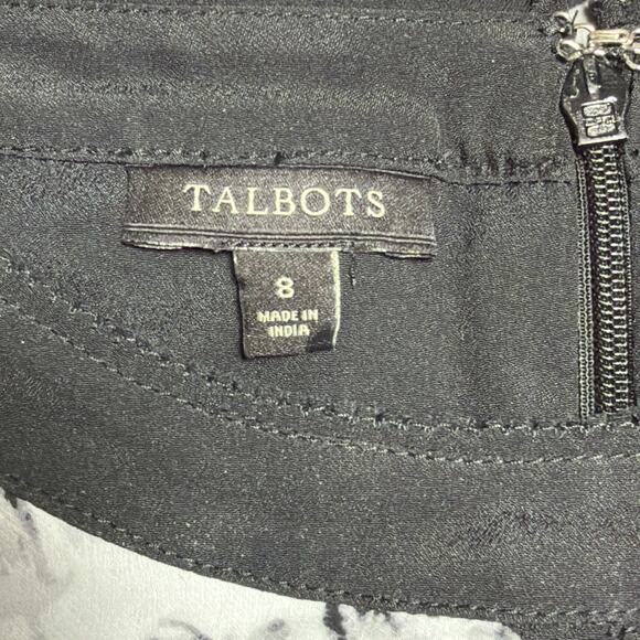 Talbots Monet Flowers A Line Black & White Chiffon Dress - Size 8 - Picture 13 of 14